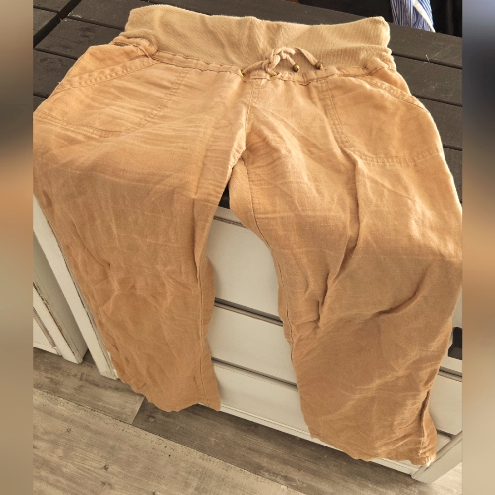 G by Guess Medium Linen Pants Low, Elastic Waist Ladies Size M